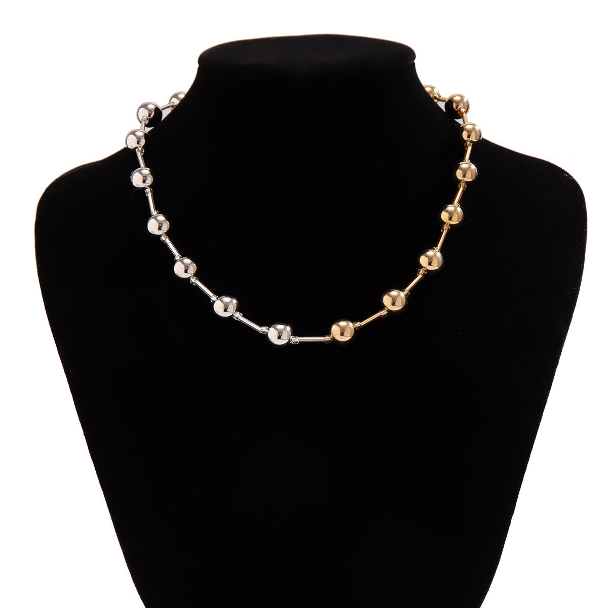 Exaggerated Punk Contrast Color Beaded Necklace Ball Bracelet