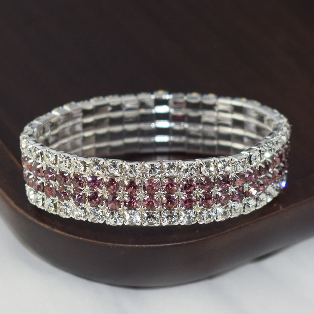 Crystal Full Diamond Bracelet Four Drainage Drill Elasticity