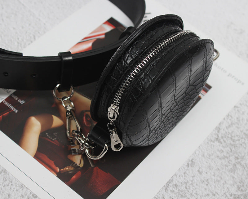 Original Mini Round  High Street Punk Style Irregular Chain Belt Bag
