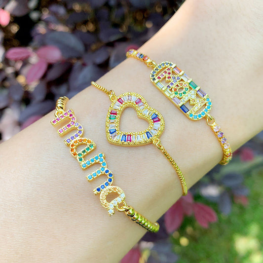 Net Red Love Peach Heart Crystal Bracelet Women