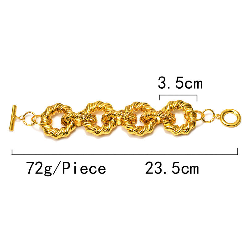 European And American Style Fashion Gold Bracelet Twist Metal