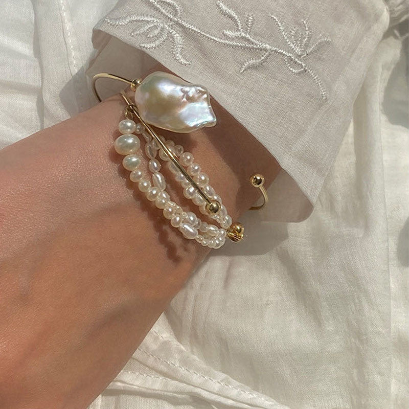 Spanish Style Freshwater Pearl Brass Bracelet