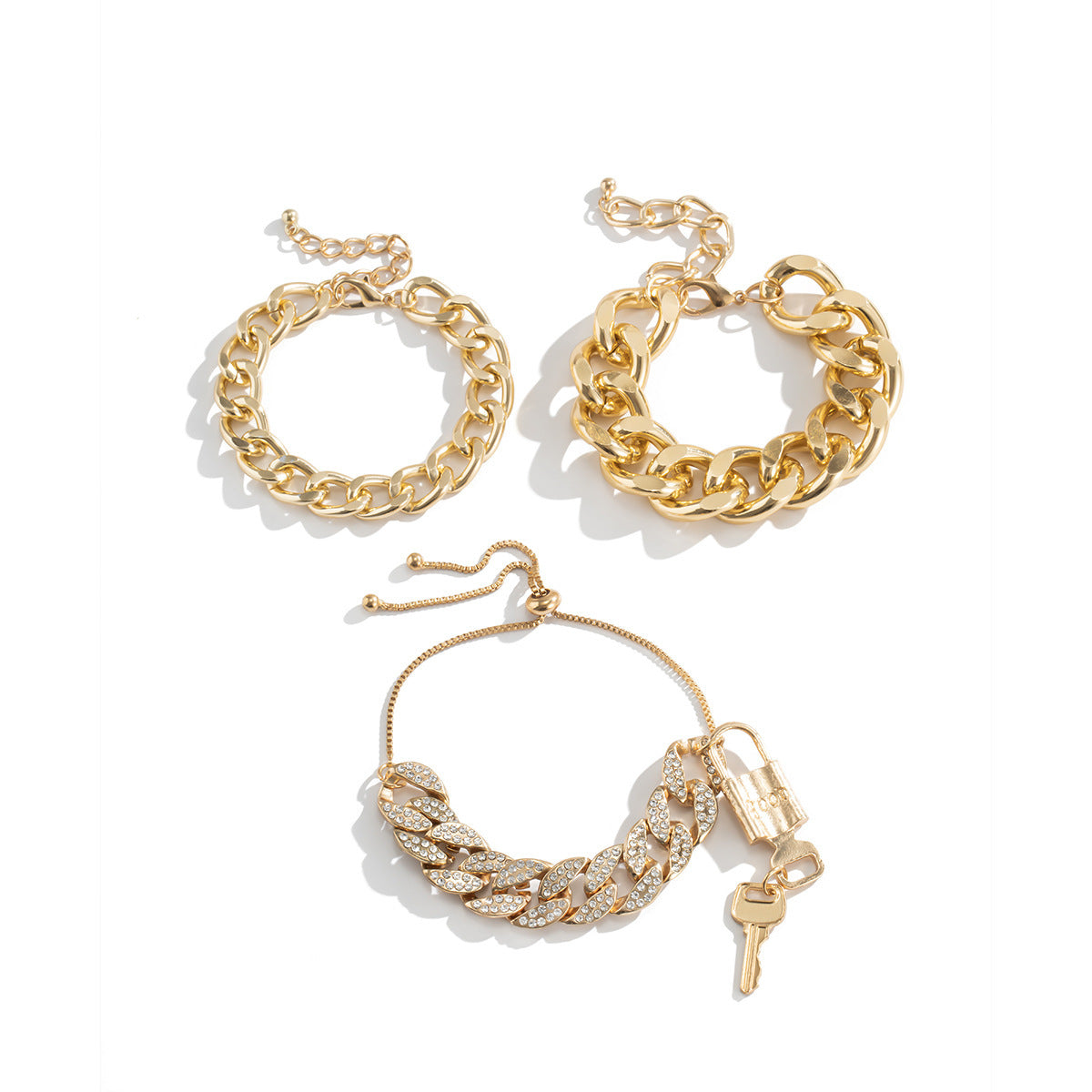 Personality Cuban Chain Micro-Inlaid Chain Set Bracelet