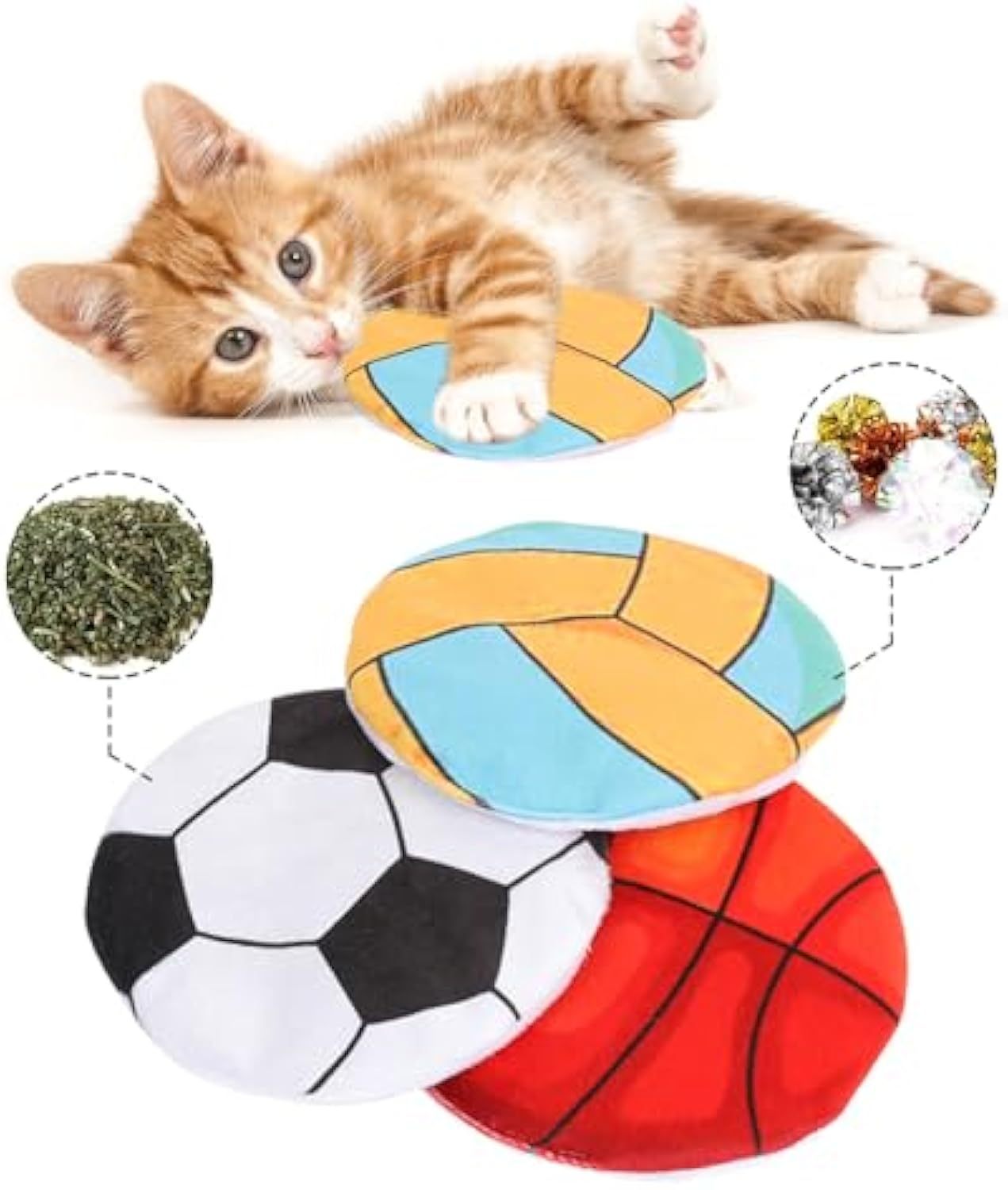 Catnip Toys For Indoor Cats Adult And Kitten Interactive Cat Flying Disc Toy Cat Plush Rubbing Toys With Cat Nips And Mylar Crinkle Sound Cat Chew Toy And Kitten Teething Toy