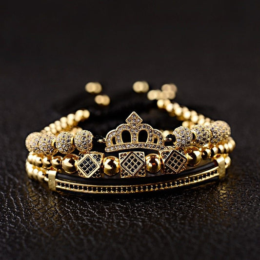 Crown three piece bracelet for lovers