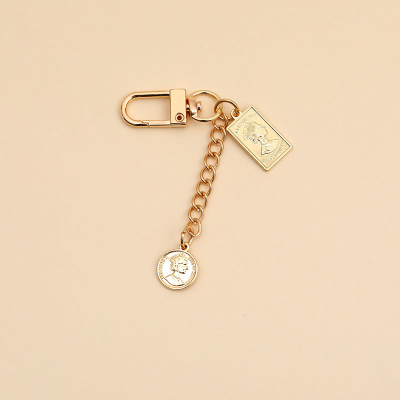 Retro Simple Tide Brand Pearl Keychain