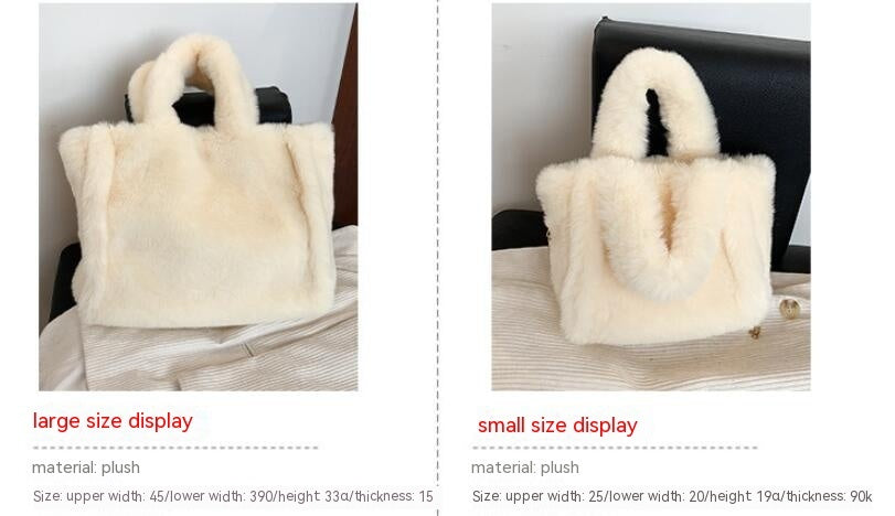 Winter Women's Fashion Large Capacity Plush Hand-carrying Bag