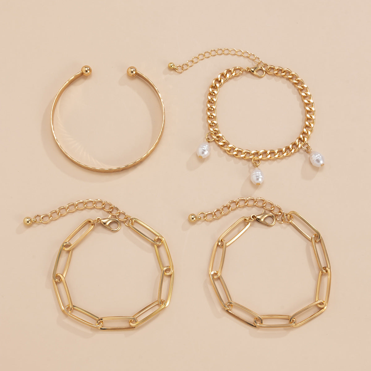 Punk Diamond  Metal Bracelet Set