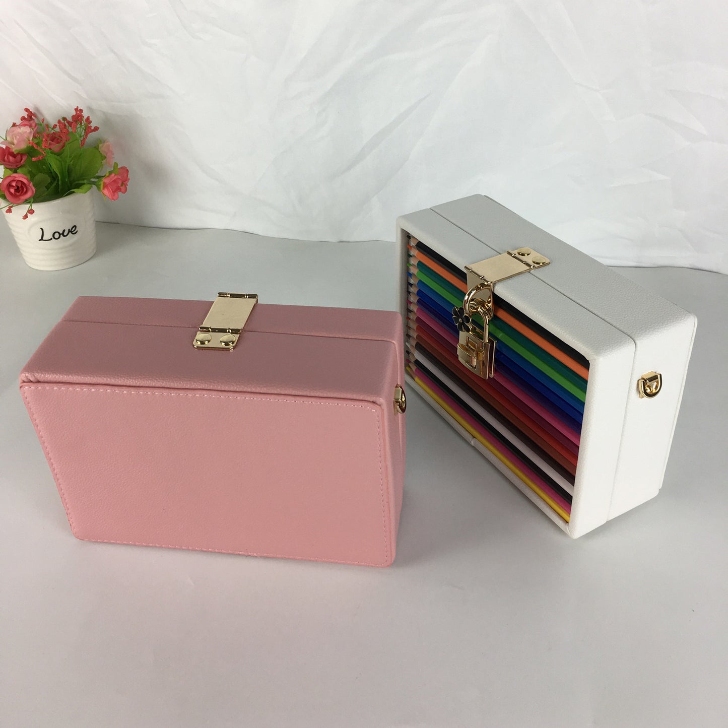 Lock color pencil box bag