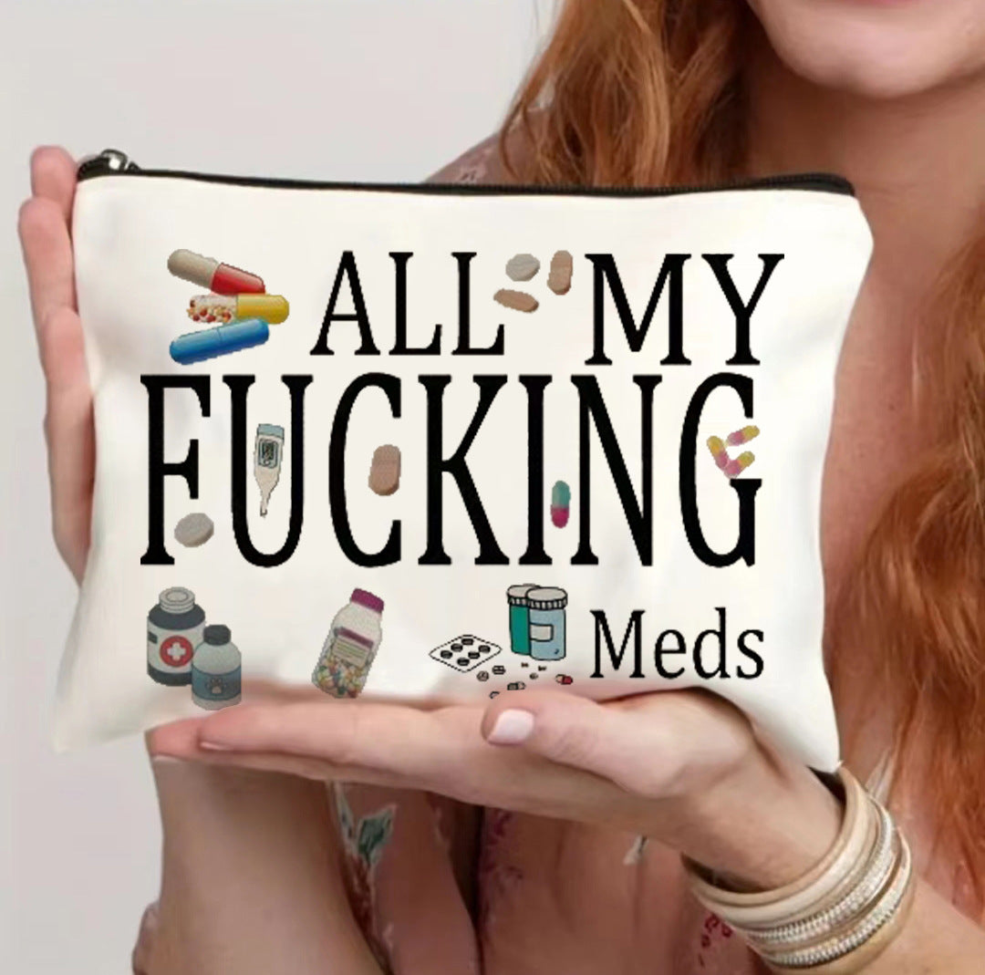 Canvas Zipper Polyester Cosmetics Bag