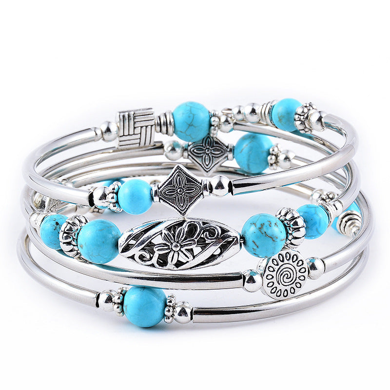 Natural turquoise/tiger's eye twine bracelet