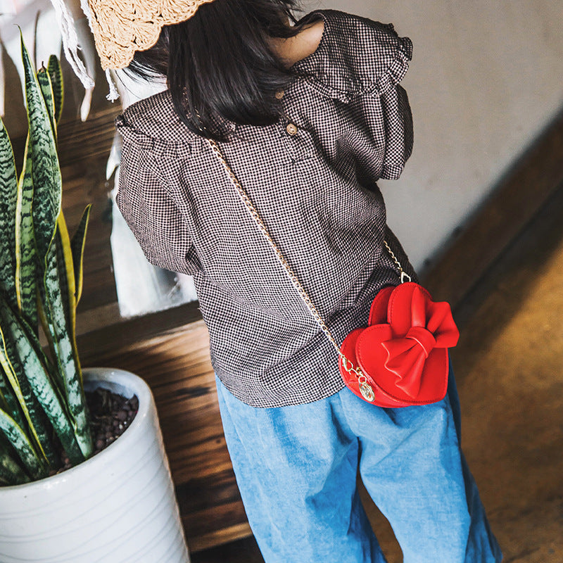 Cute one-shoulder diagonal bag girl love bow small bag