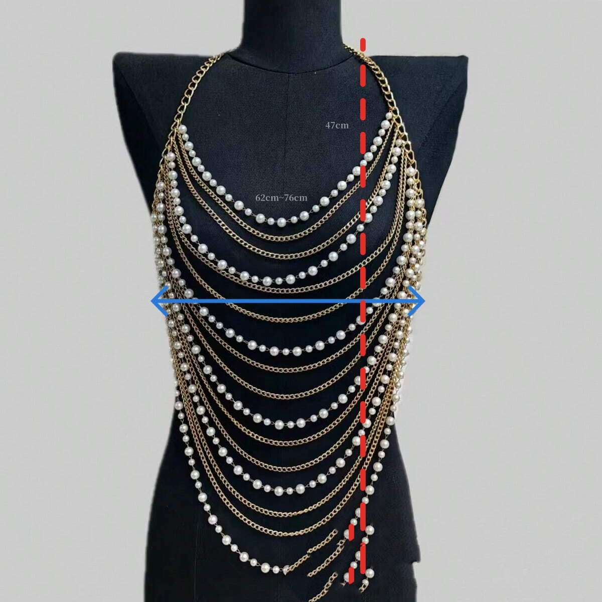 Pearl Ornament Chain Metal Chain Multi-layer Catwalk Performance Bandage Dress