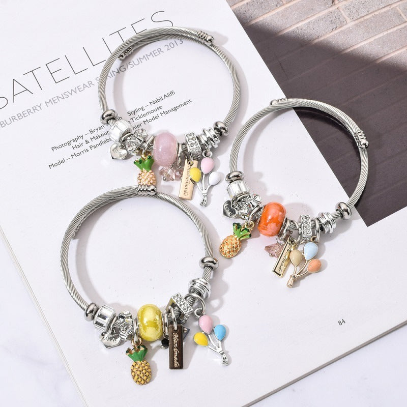 Stainless steel crystal  bracelet