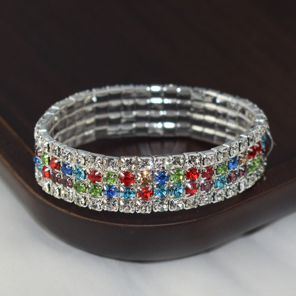 Crystal Full Diamond Bracelet Four Drainage Drill Elasticity