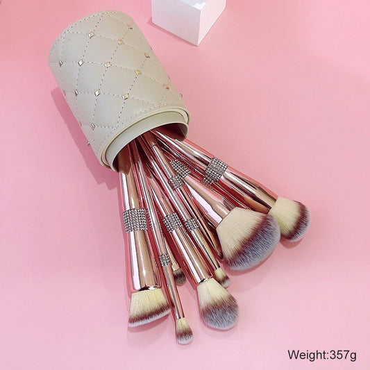 Portable Home Electroplated Rose Gold Makeup Brush Suit