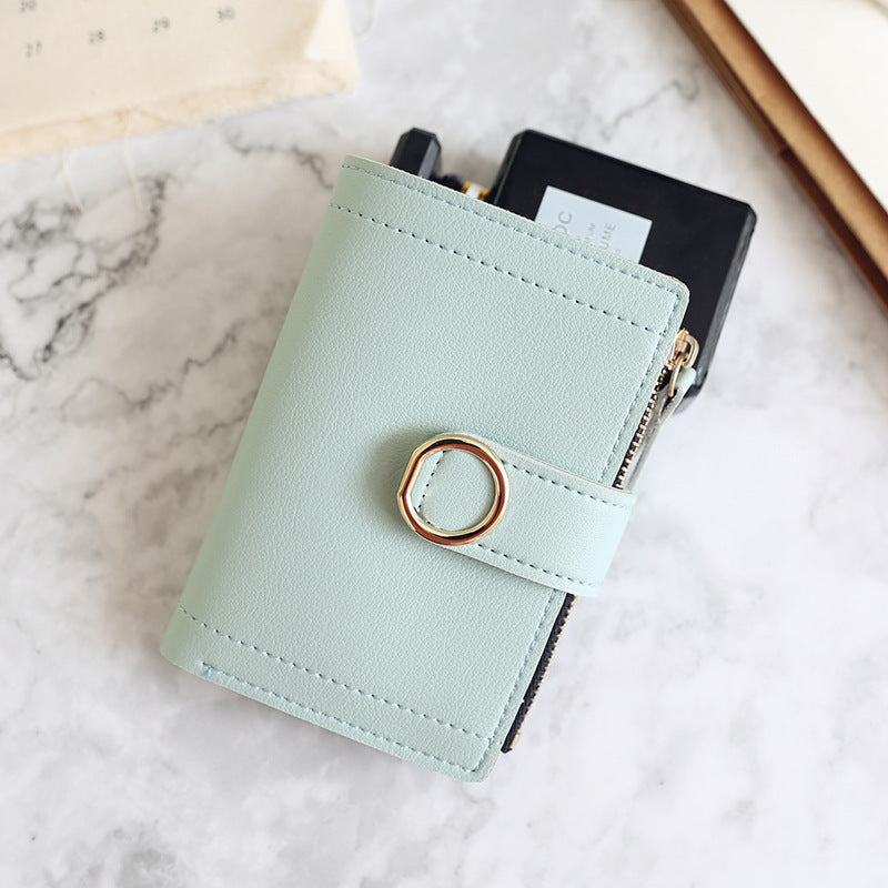 Simple small wallet with zipper buckle ring
