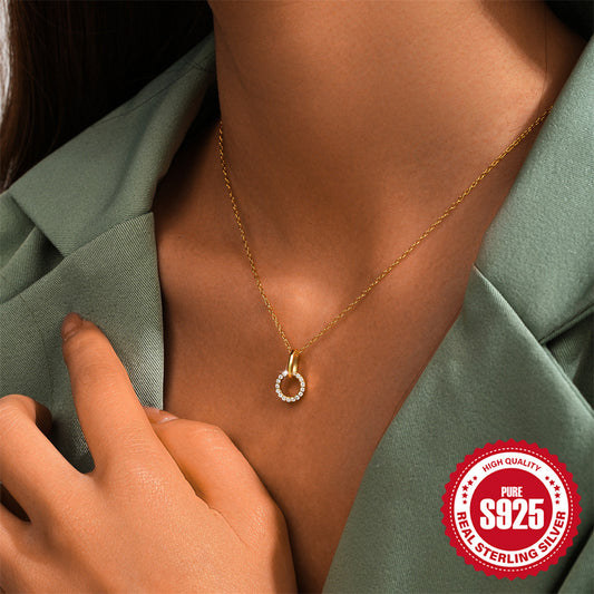 S925 Sterling Silver Light Luxury Interlocking Micro Inlaid Zircon Clavicle Chain