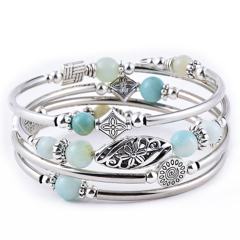 Natural turquoise/tiger's eye twine bracelet