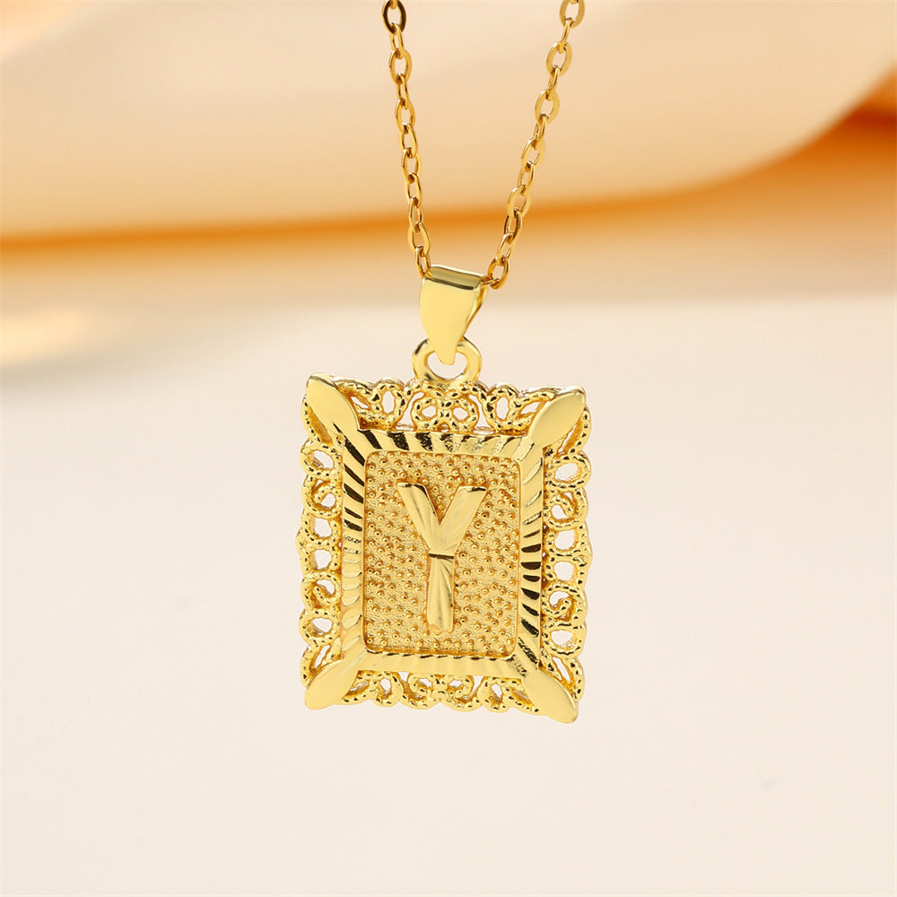 26 English Letters Stainless Steel Necklace