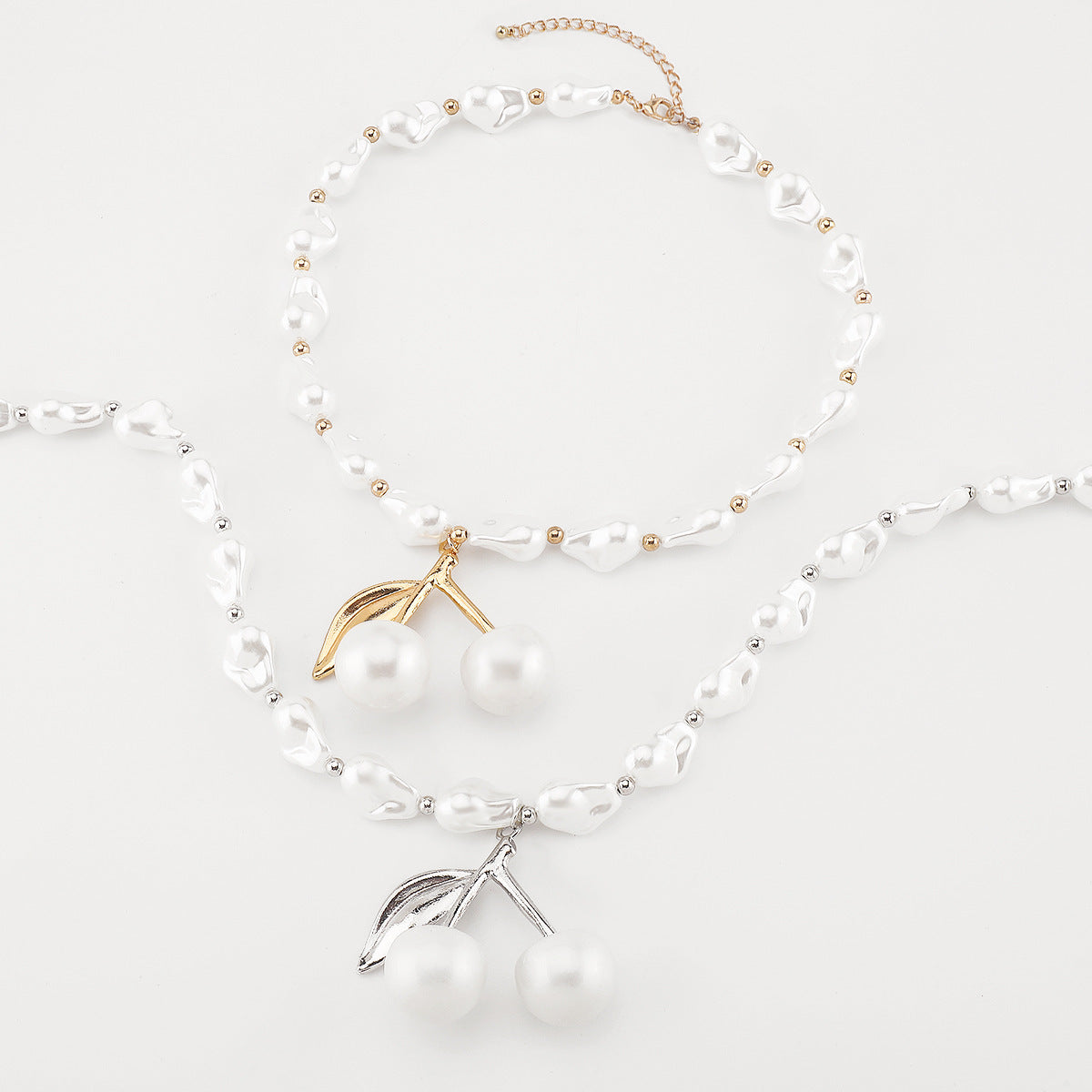Irregular Creative Pearl Cherry Fruit Necklace For Women