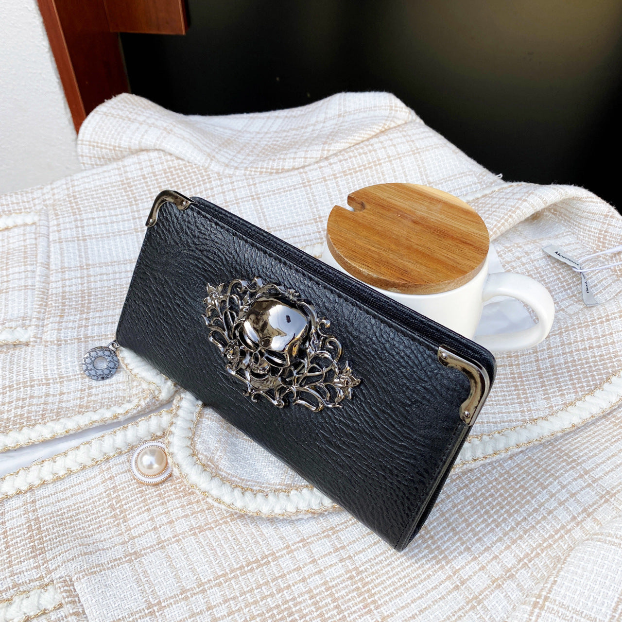 Women's Fashion Skull Long Wallet With Multiple Card Slots