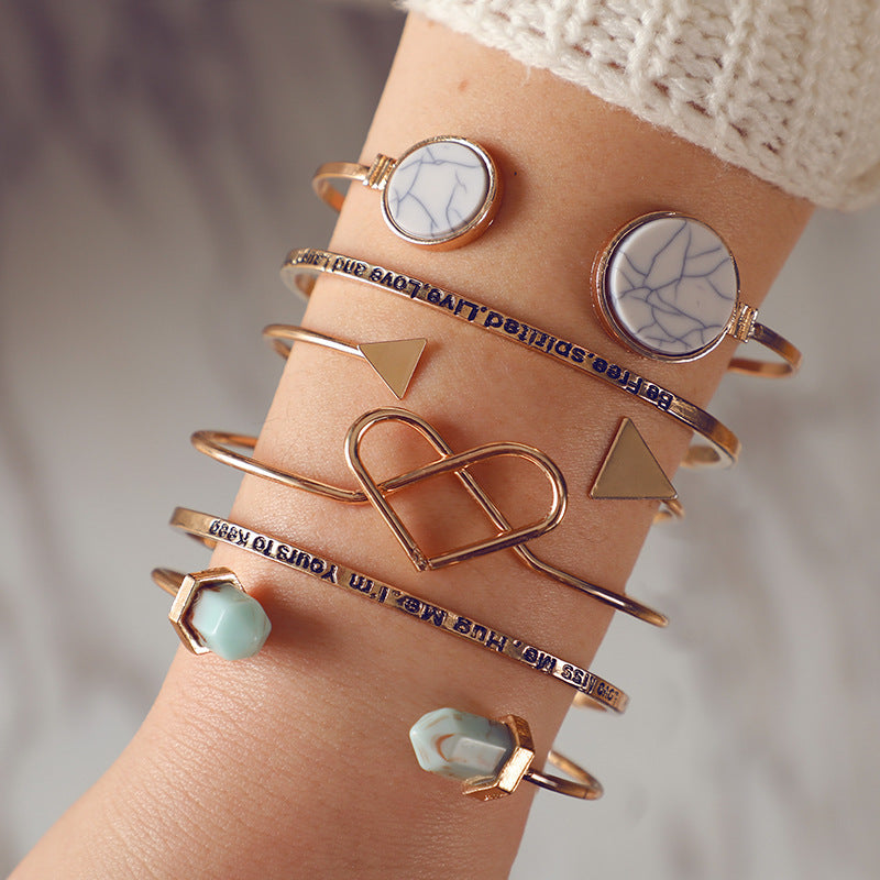 Turquoise Triangle Heart 6-piece Bracelet