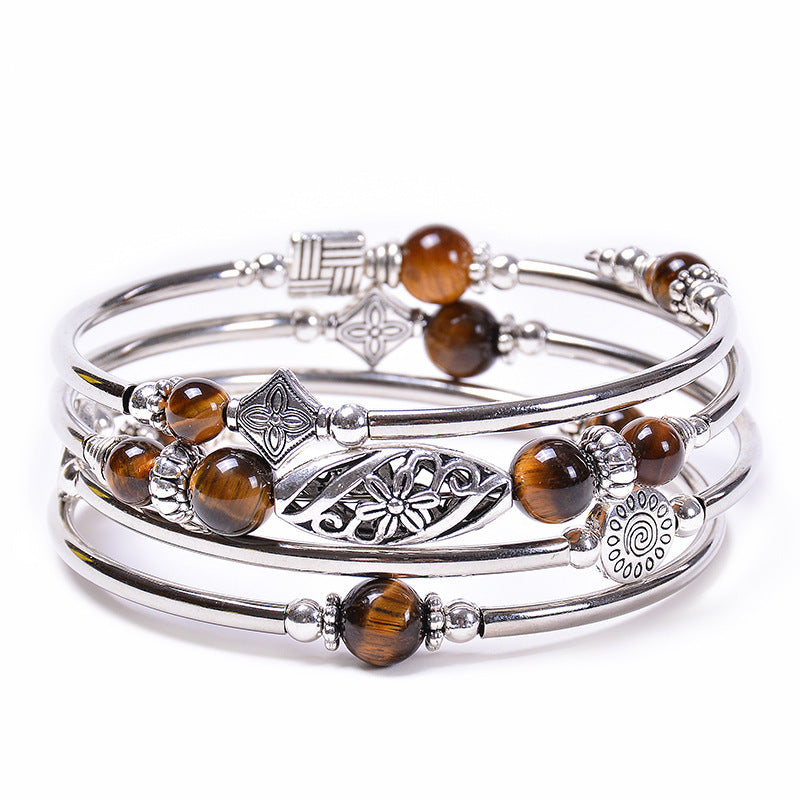 Natural turquoise/tiger's eye twine bracelet