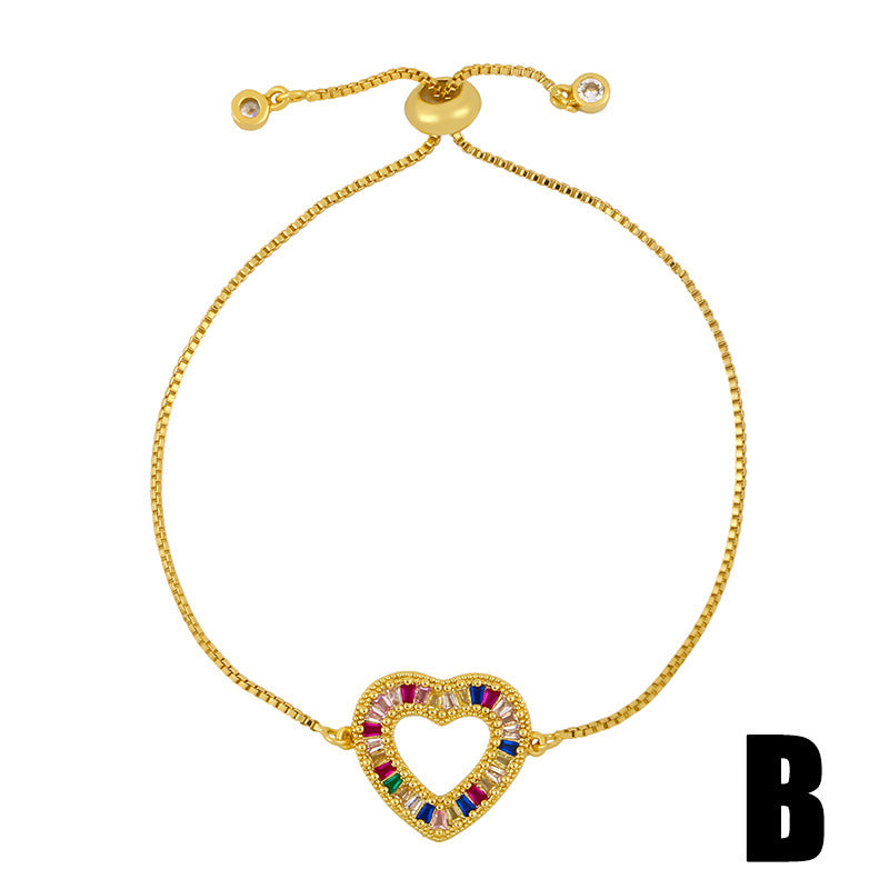 Net Red Love Peach Heart Crystal Bracelet Women