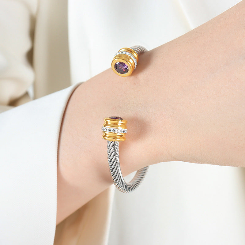 Titanium Steel Inlaid Twelve-color Zircon Bracelet