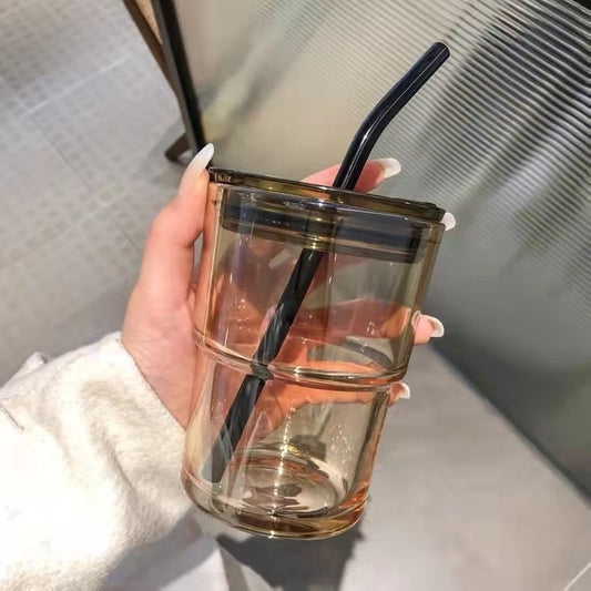 Good-looking Straw Glass Cup With Lid