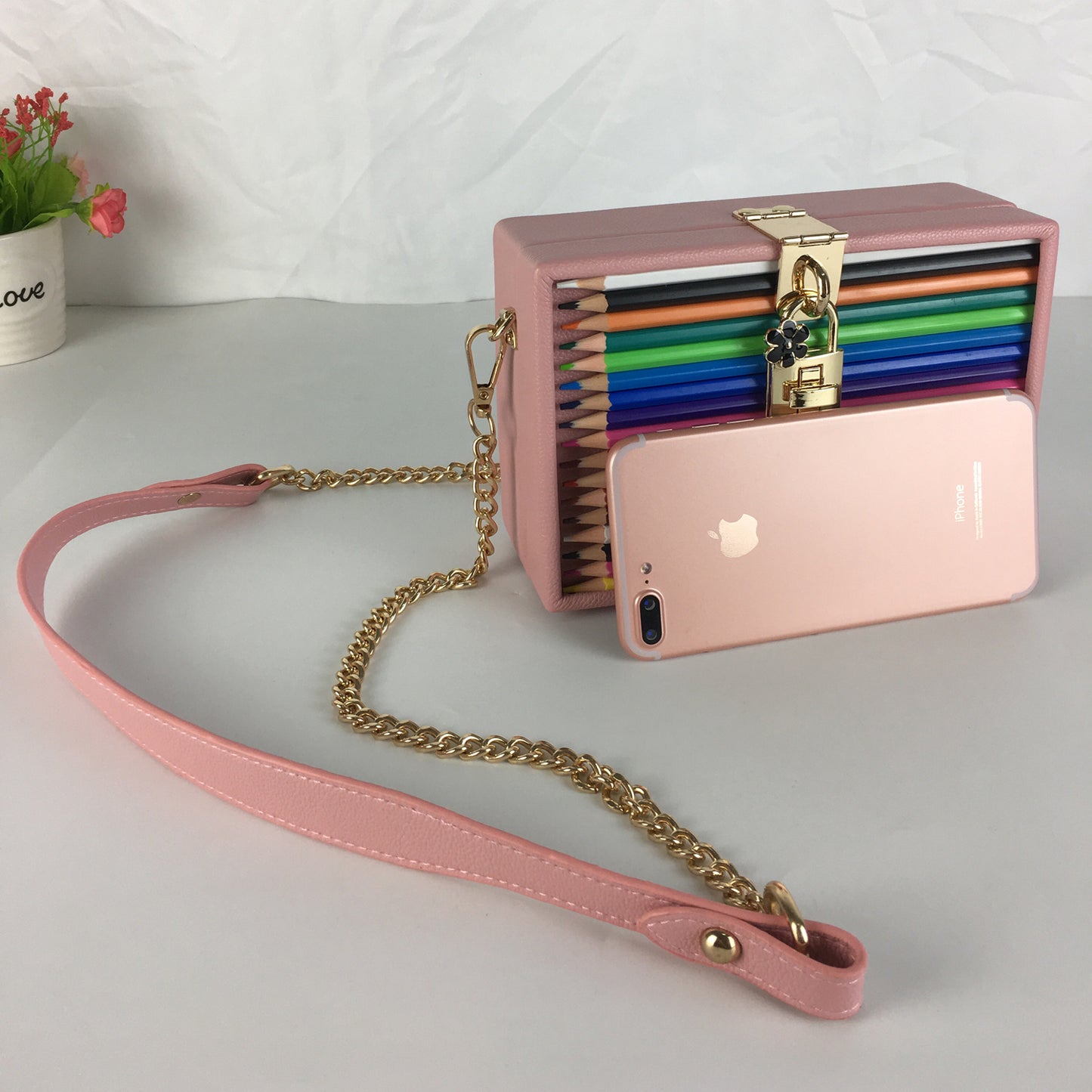 Lock color pencil box bag