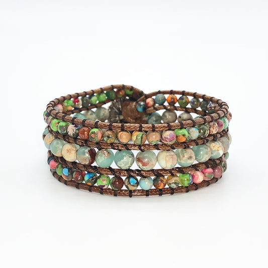 Hand-woven stone bracelet