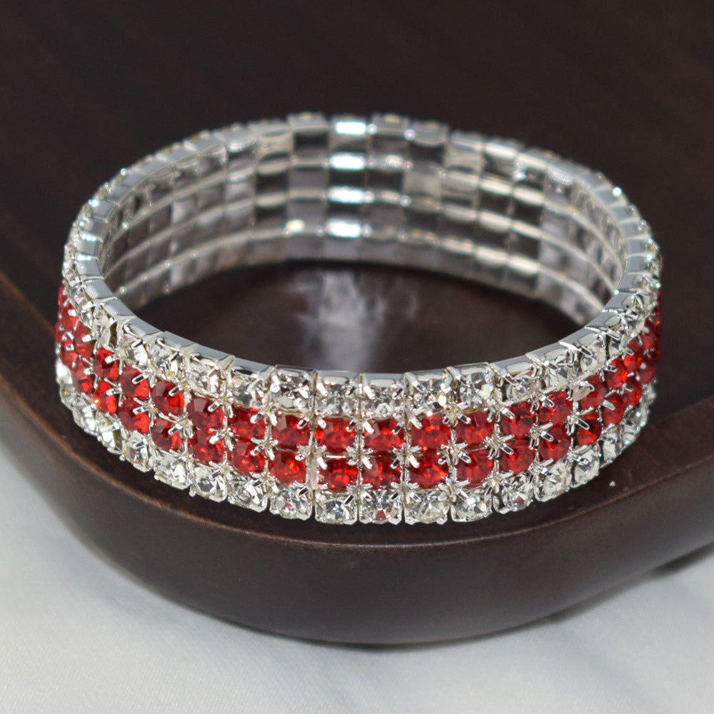 Crystal Full Diamond Bracelet Four Drainage Drill Elasticity