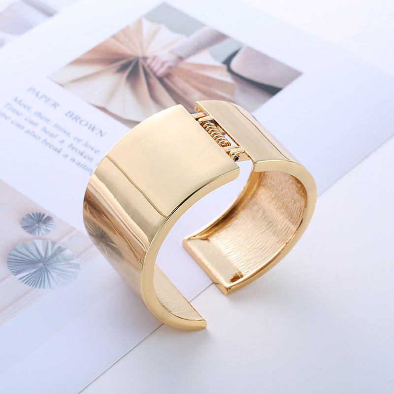 Asymmetrical Wide Side Exaggerated Mirror Bracelet