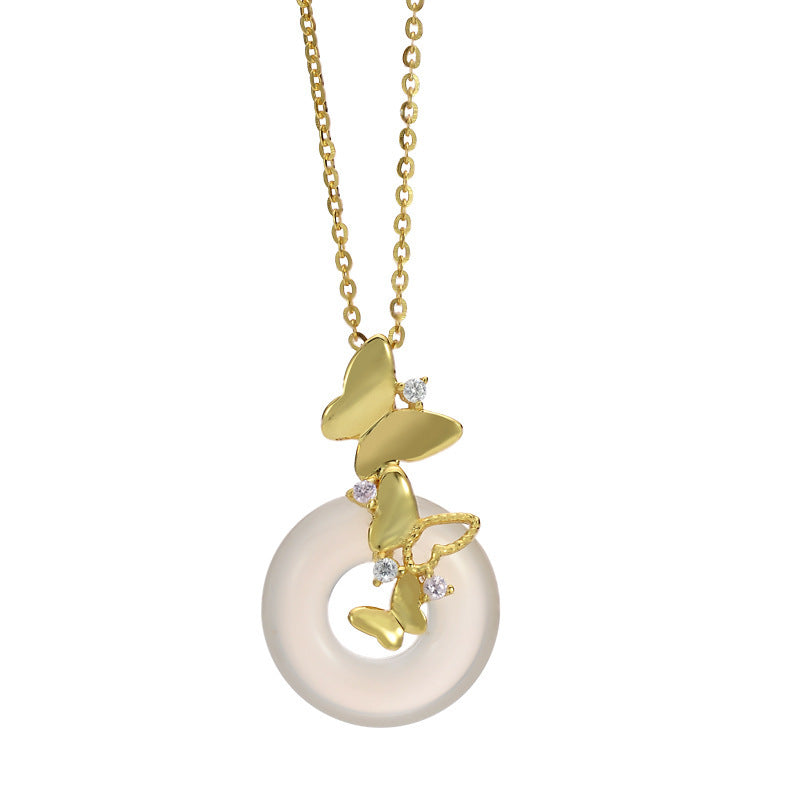 Butterfly Dance Zircon Necklace Women's Sterling Silver