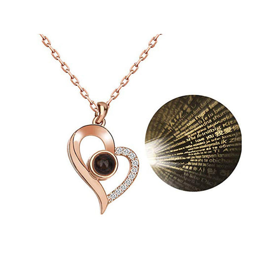 Heart-shaped Projection Ianguages I Love You Necklace Clavicle Chain