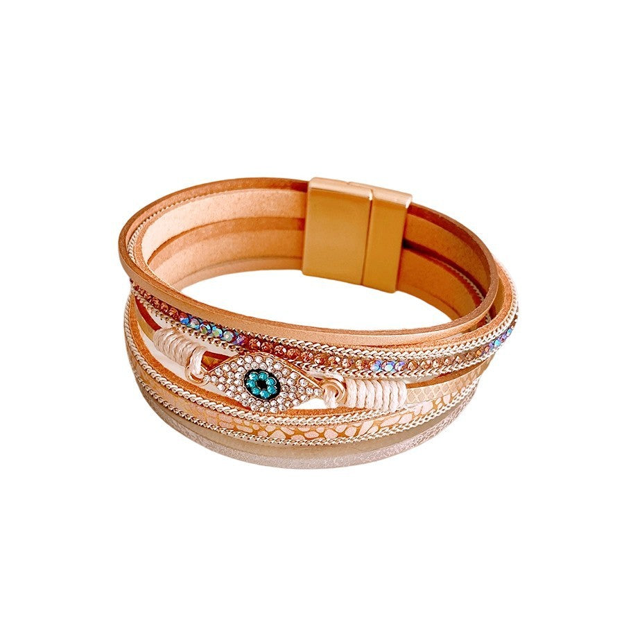 Diamond-embedded Magnetic Bracelet Ethnic Style Simple Personality Bracelet Trendy All-matching