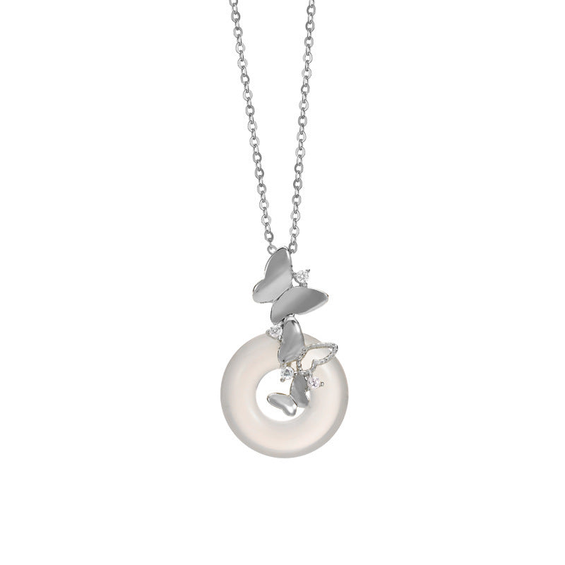 Butterfly Dance Zircon Necklace Women's Sterling Silver