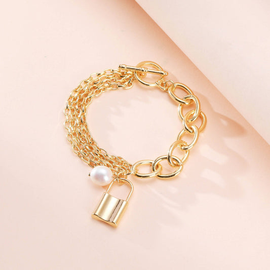 Personalized Fashion Hollow Metal Element Bracelet Pearl