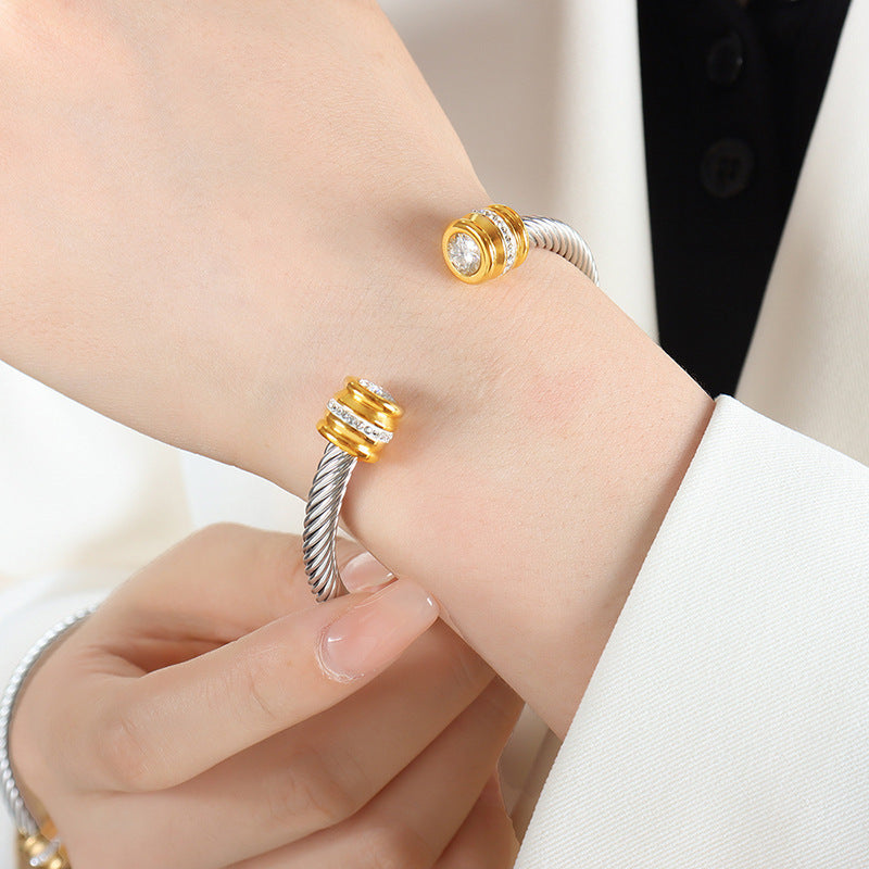 Titanium Steel Inlaid Twelve-color Zircon Bracelet
