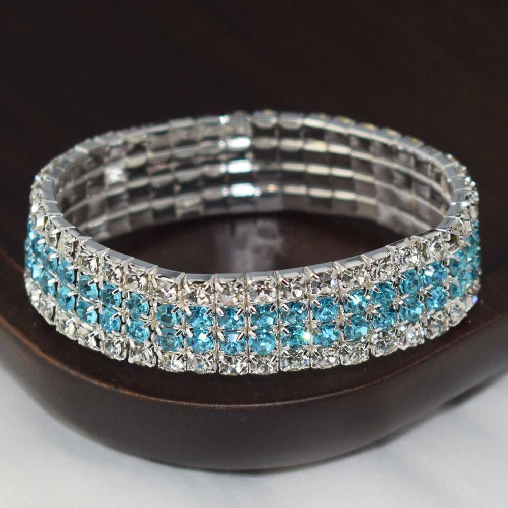 Crystal Full Diamond Bracelet Four Drainage Drill Elasticity