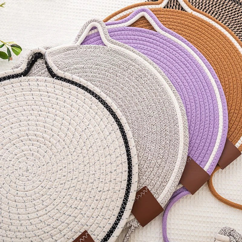 Braided Cotton Rope Cat Claw Mat Self Hi Ball One Piece Sleeping Mat Washable Anti Sticky Scratching Artifact Cat Scratching Mat Pet Products