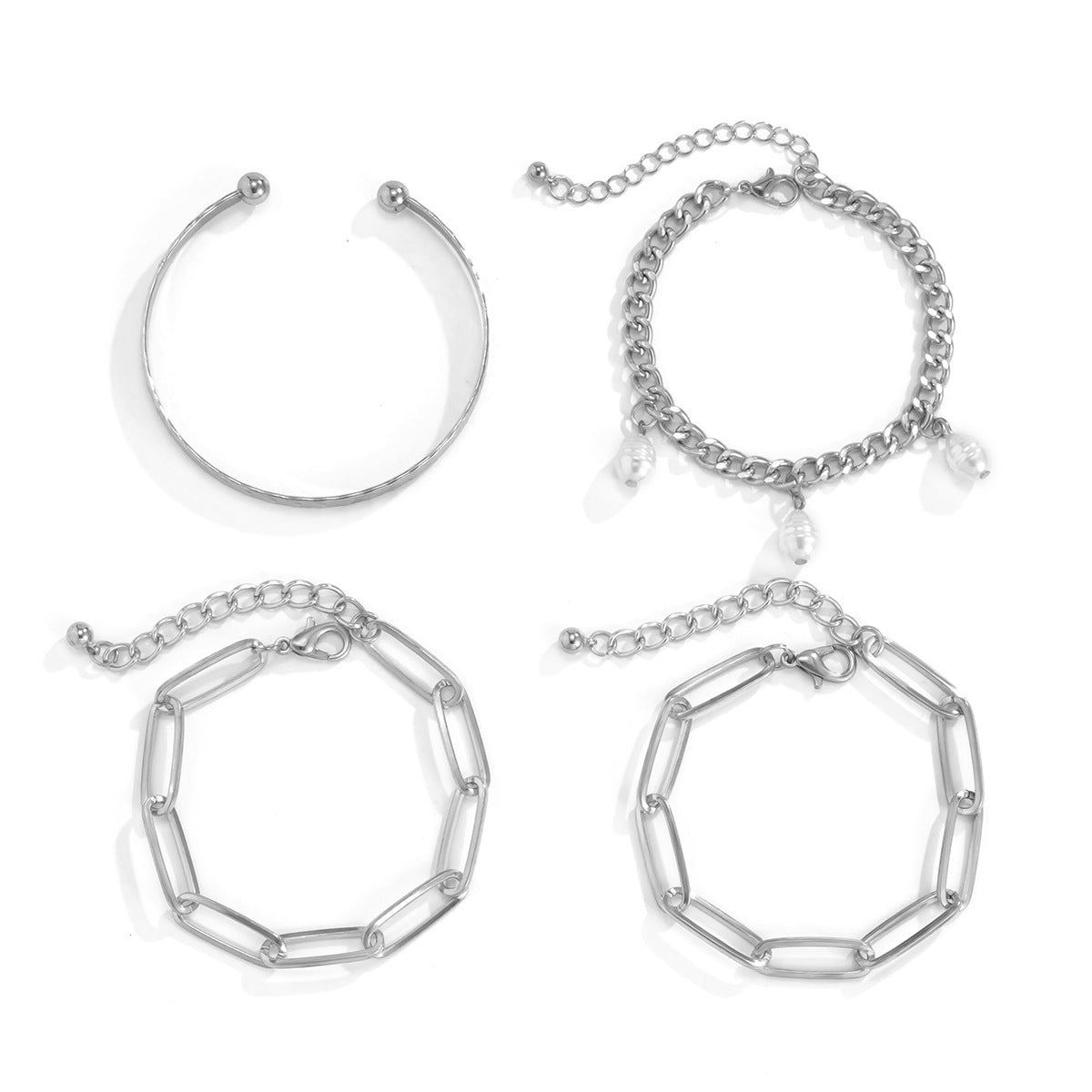 Punk Diamond  Metal Bracelet Set