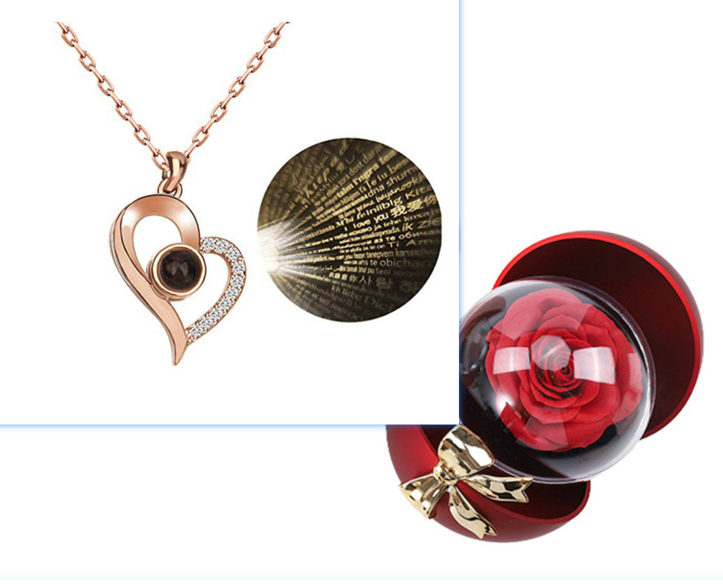 Heart-shaped Projection Ianguages I Love You Necklace Clavicle Chain