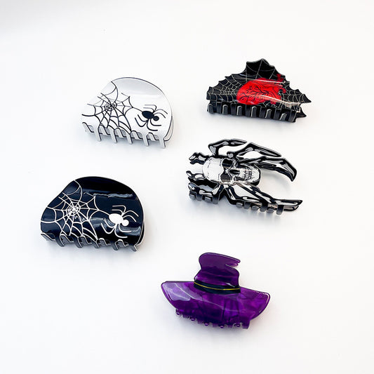 Halloween Grip Acrylic Spider Retro Updo Clip