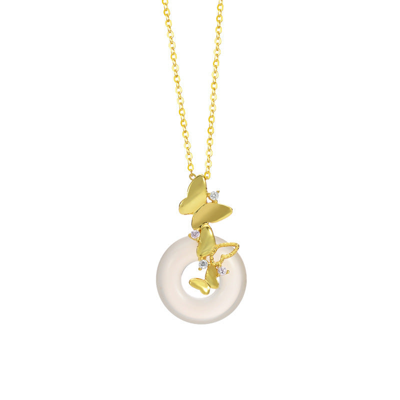 Butterfly Dance Zircon Necklace Women's Sterling Silver