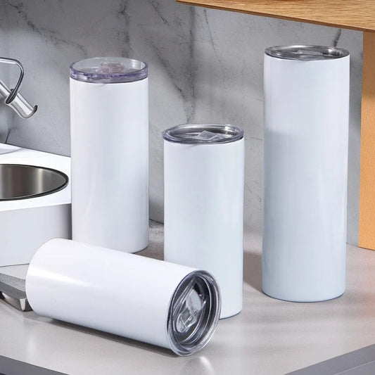 20oz Sublimation Straight Tumbler Stainless Steel Skinny Tumbler With Straw Lid Portable T Hermos Vacuum Anti-fall T Hermos Cup