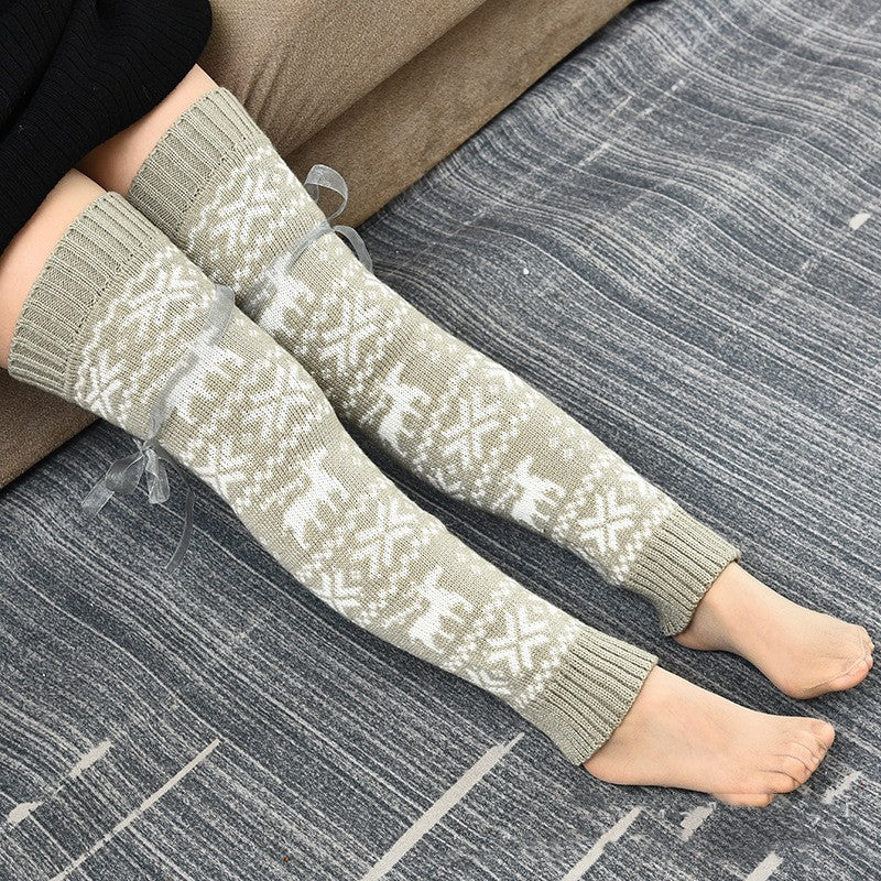 Thickened Warm Wool Stockings Knitted Over-the-knee Bunching Socks
