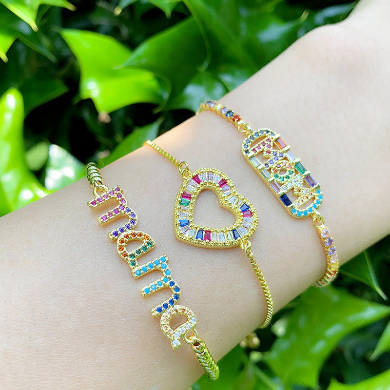 Net Red Love Peach Heart Crystal Bracelet Women